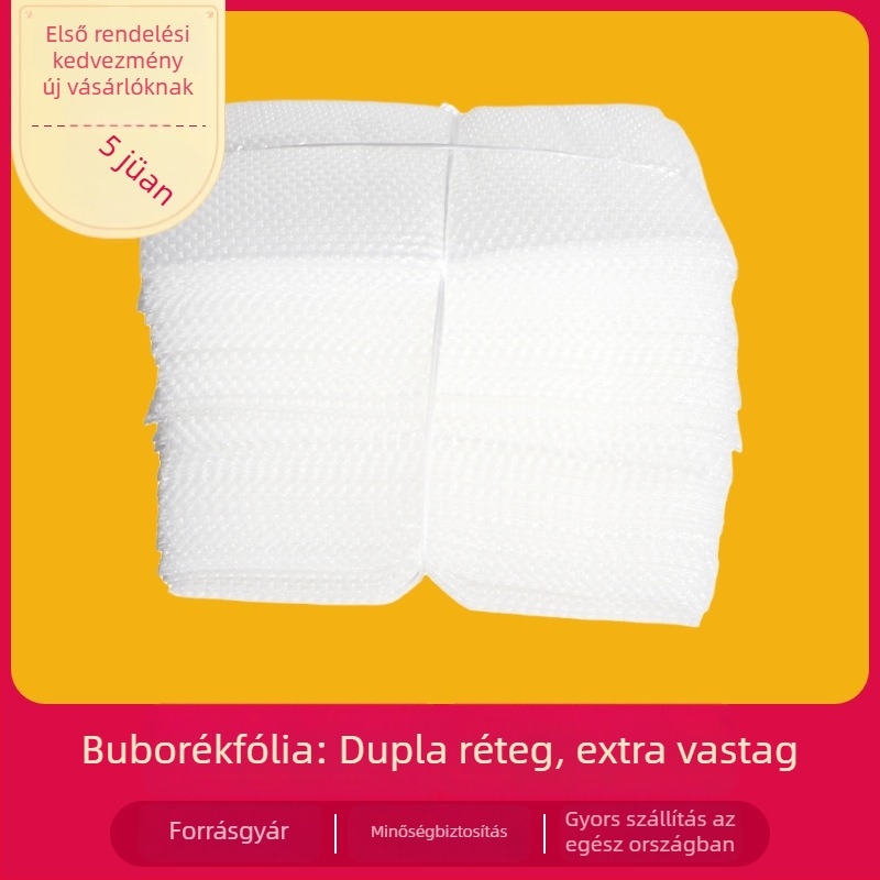 Buborékfólia szeletek, vágott darabok, csomagoló fólia, habosított lemezek, buborék párnák, ütéscsillapító, megvastagodott, ütésálló