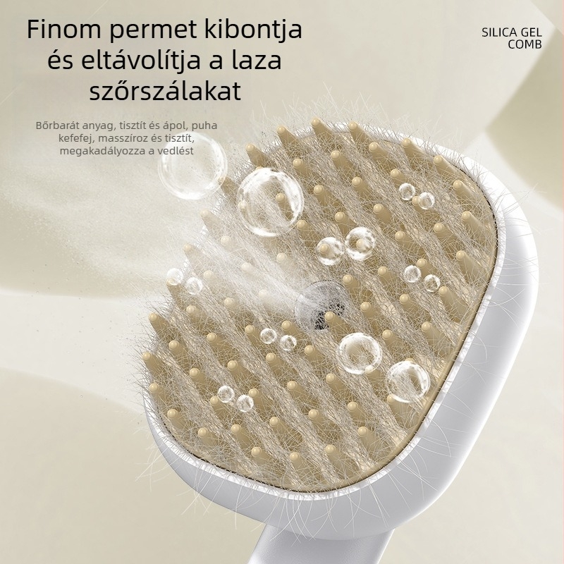 Macska- és kutyaszőrzet ápoló spray‑kefe – masszázs, egygombos permetezés, szőr eltávolítása és tisztítás, csökkenti a szálak felkavarodását