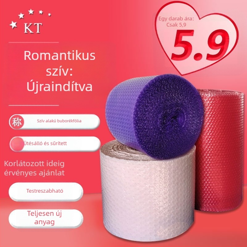 Dupla rétegű buborékfólia roll csomagoláshoz, ütésálló, 20 cm széles, 40 m hosszú, közepes buborékok