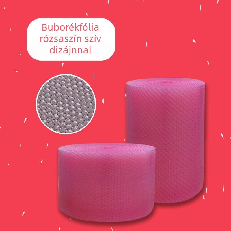Dupla rétegű buborékfólia roll csomagoláshoz, ütésálló, 20 cm széles, 40 m hosszú, közepes buborékok
