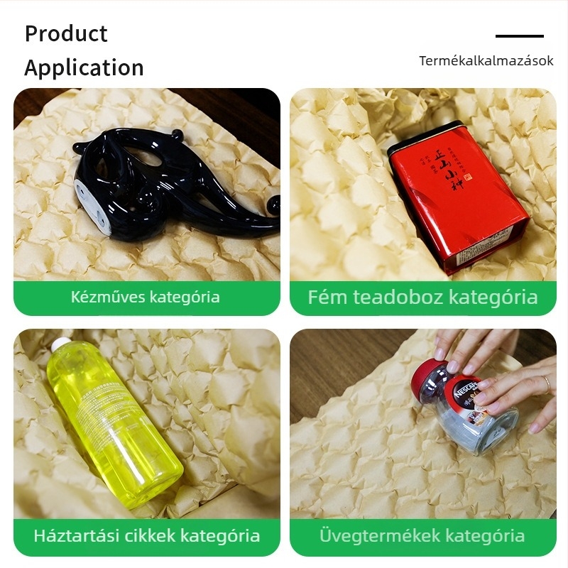 Biodegradable kraftpapír alapú felfújható párnázó fólia, légzsákokkal és hullámos védőfilmmel a szállítás közbeni ütéscsillapításhoz