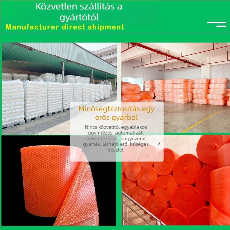 Vörös buborékfólia tekercs csomagoláshoz, ütésálló, leesés- és nyomás elleni védelem, szélesség 30 cm, hossz 120 m