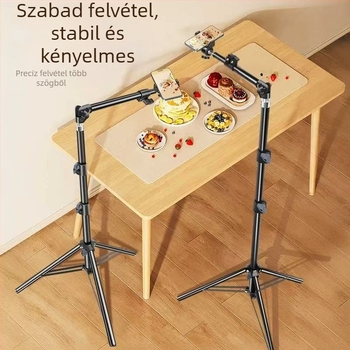 Okostelefonhoz készült állvány élő közvetítéshez és felülről vett felvételekhez, teleszkópos háromszög tartó