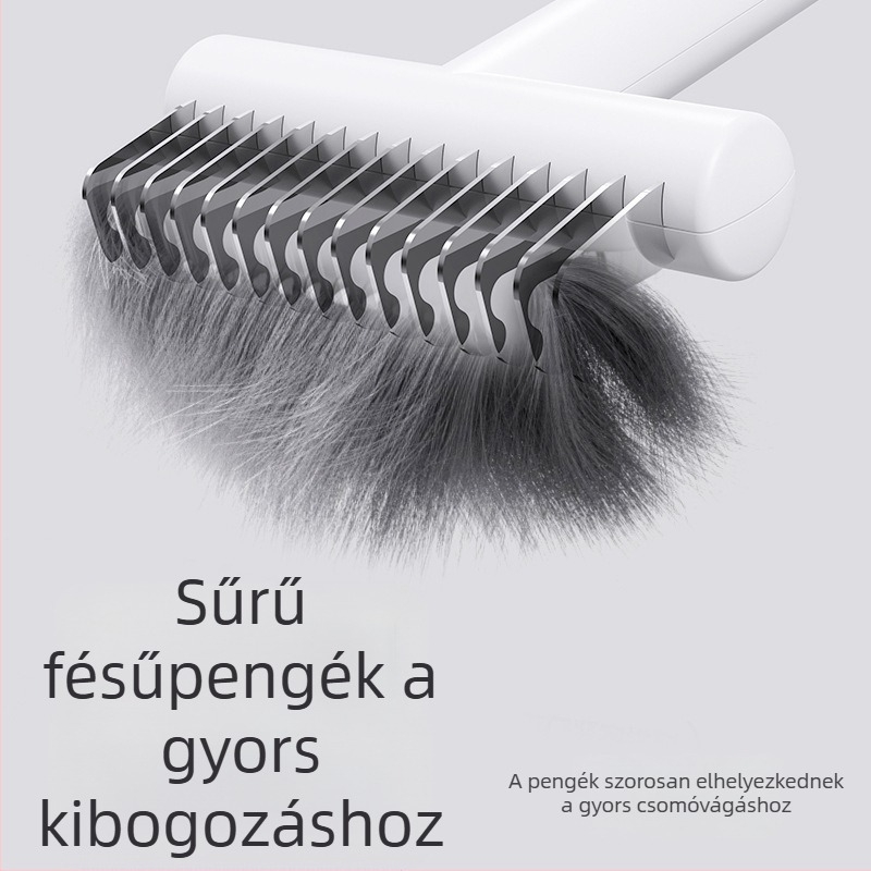 Rozsdamentes acélból készült háziállat fésűkészlet a szőrzet deszedésére, csomóoldásra és ritkításra – kutyák és macskák számára
