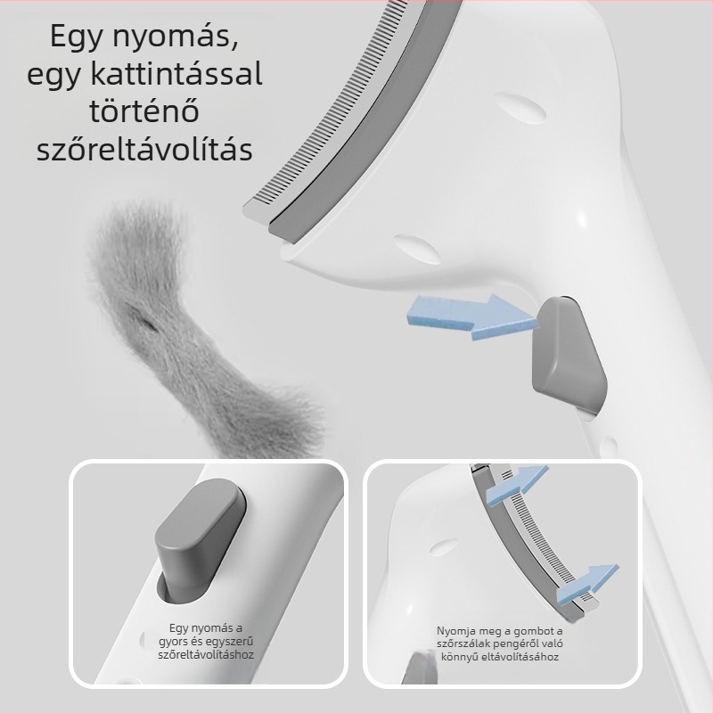 KUCHI macskafésű ABS+rozsdamentes acélból – eltávolítja a laza szőrt, kifésüli a szőrzetet