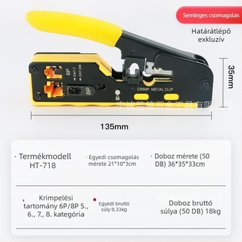 Cat7 hálózati kábel crimpelő eszköz, vezeték-szigetelés eltávolítóval és RJ45 vágóval, többfunkciós