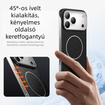 Ultra vékony, bőrtextúrájú keret nélküli tokk iPhone 17 Pro-hoz mágneses csatlakozással; kompatibilis az iPhone 16 Pro-val és iPhone 15-tel.