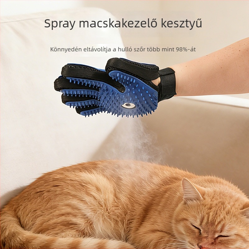 Állatgondozó kesztyű a szőr eltávolítására, anti-statikus, kétoldalas, ötujjas masszázzsal