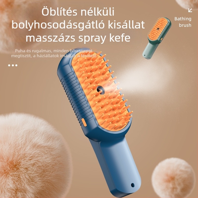 Koledi masszírozó fésű macskáknak és kutyáknak, szőr eltávolítása, egy kattintásos permet, anti-sztatikus, bőrbarát
