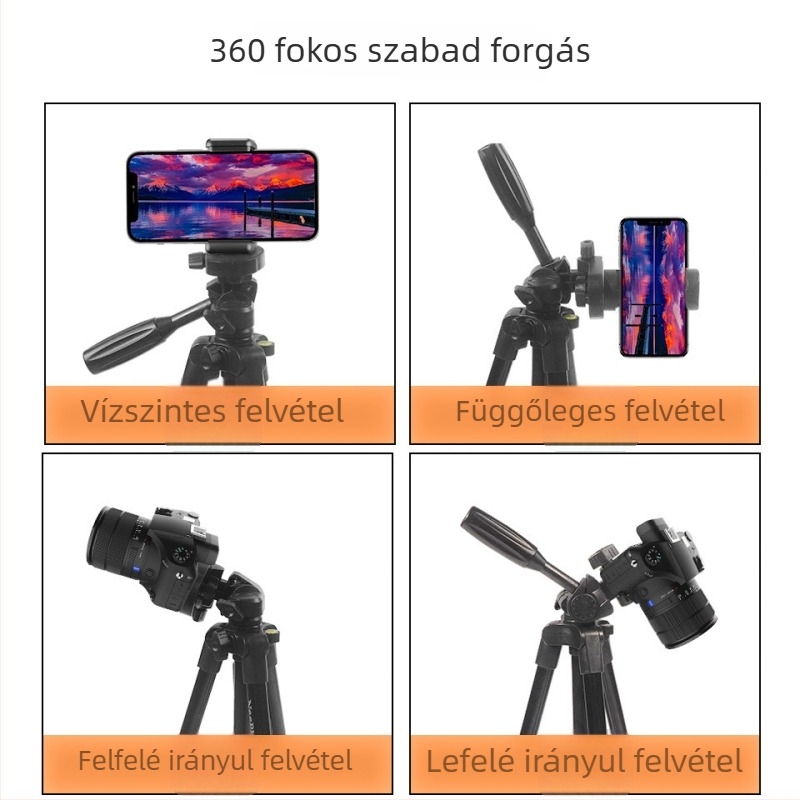NP3180s 135 cm mobiltelefonos élő közvetítéshez készült állvány LED világítással és alumínium ötvözet talppal