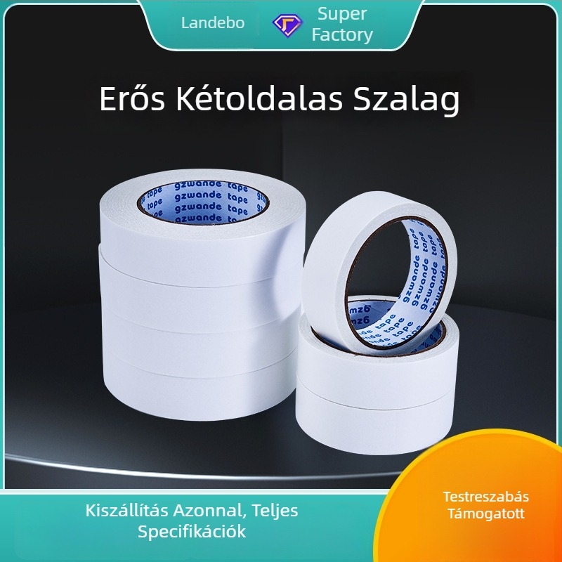Kétoldalas falra ragasztószalag, magas hőmérsékletű forró-olvasztó ragasztó, fehér, nyom nélkül, erős tapadás