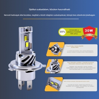H4 közvetlen csatlakozású autóvilágítás ventilátorral, 30W LED izzók