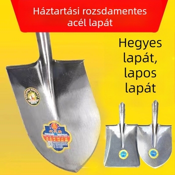 Mangán acél mezőgazdasági lapát fa nyéllel, edzett teljes acél kivitel, vastagított szenes lapát kültéri használatra, hegyes négyzetes fejű