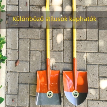 Mangán acél mezőgazdasági lapát fa nyéllel, edzett teljes acél kivitel, vastagított szenes lapát kültéri használatra, hegyes négyzetes fejű