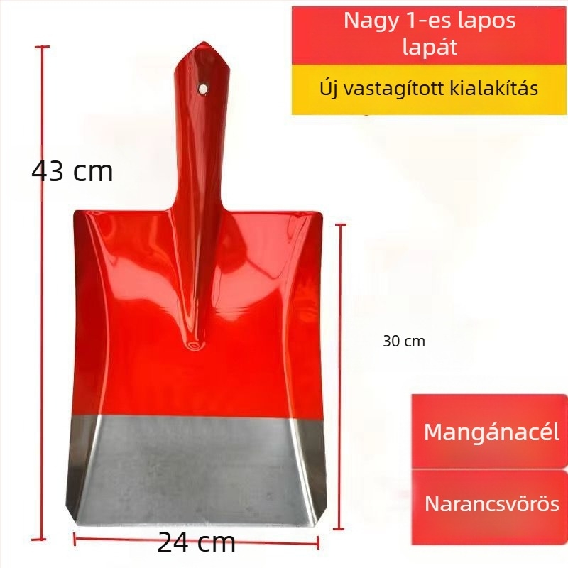 Mangán acél mezőgazdasági lapát fa nyéllel, edzett teljes acél kivitel, vastagított szenes lapát kültéri használatra, hegyes négyzetes fejű