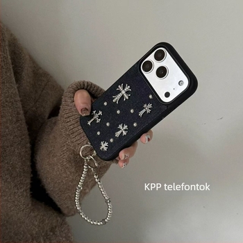 Kék keresztes mintázatú iPhone tok, matt akril, ütésálló védelem