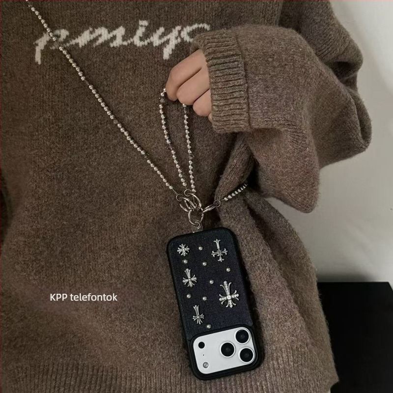 Kék keresztes mintázatú iPhone tok, matt akril, ütésálló védelem