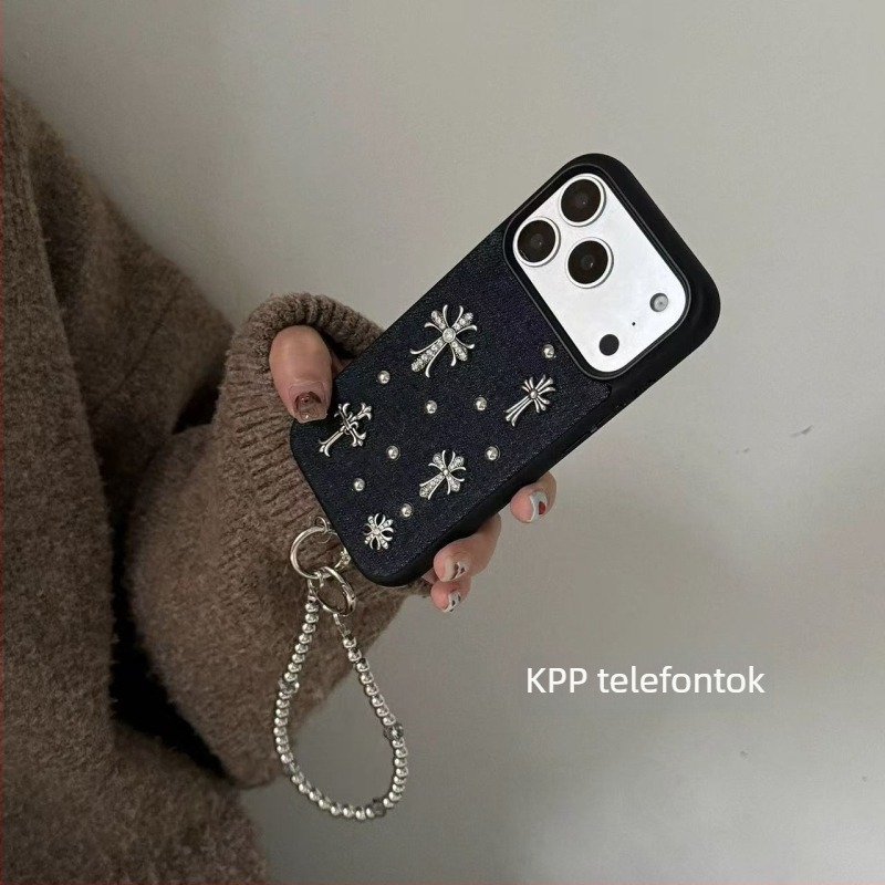 Kék keresztes mintázatú iPhone tok, matt akril, ütésálló védelem
