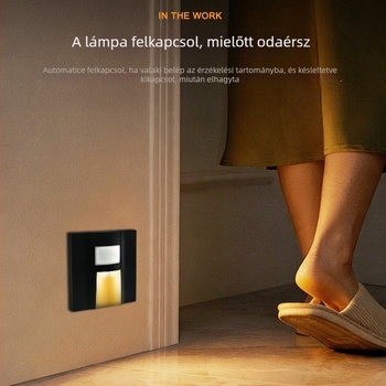 LED éjszakai lámpa D10 modell, infravörös szenzor, 3500K, 120° fényvetés, méretek 85x85x38 mm