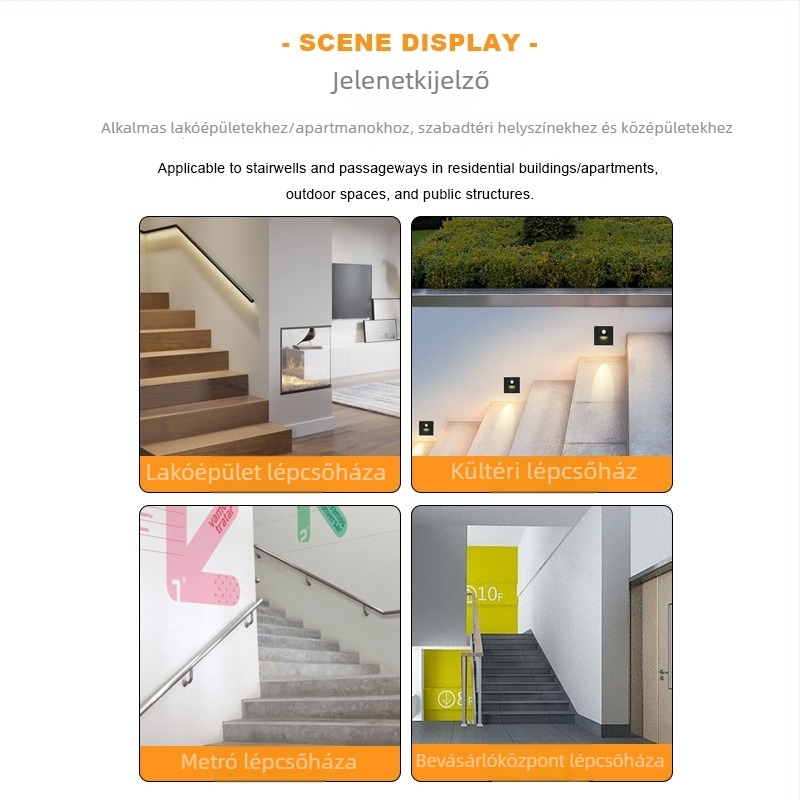 LED éjszakai lámpa D10 modell, infravörös szenzor, 3500K, 120° fényvetés, méretek 85x85x38 mm