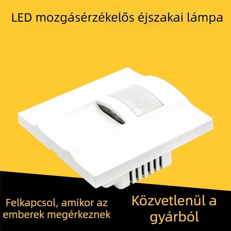 LED éjszakai lámpa D10 modell, infravörös szenzor, 3500K, 120° fényvetés, méretek 85x85x38 mm