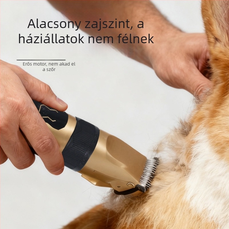Újratölthető elektromos kutyaszőrnyíró, digitális kijelzős fésűvel