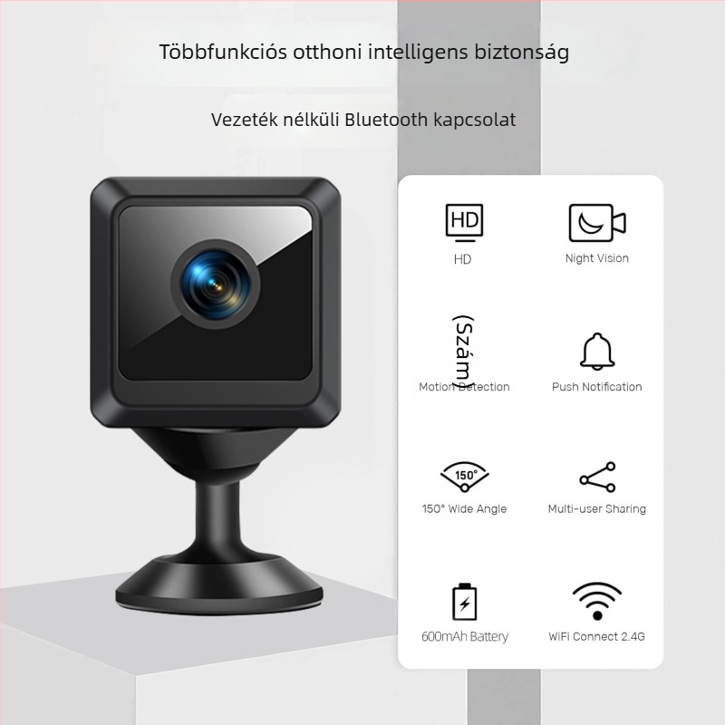 W02 Vezeték nélküli Wi‑Fi kamera éjszakai felderítéshez, kültéri biztonságra – kompakt HD kamera