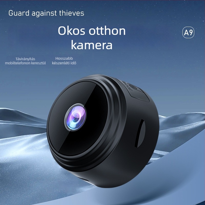 A9 Otthoni intelligens videokamera megfigyelésre, kültéri HD Wi-Fi éjszakai látással, kompakt mini