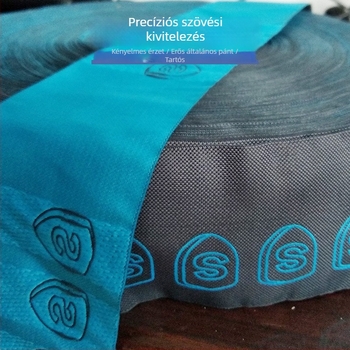 Jacquard szalag logóval, fekete‑fehér és színes 3D-rel reliefes élvédő szalag táskákhoz, kiegészítők, izzadságszalag és kötött elasztikus szalag