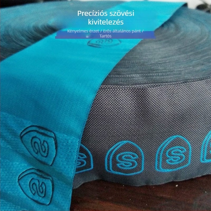 Jacquard szalag logóval, fekete‑fehér és színes 3D-rel reliefes élvédő szalag táskákhoz, kiegészítők, izzadságszalag és kötött elasztikus szalag