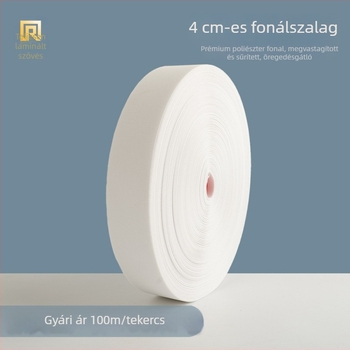 4 cm-es poliészter mercerizált fehér, sík szövésű textilcsík függönyökhöz, ruhásszekrényhez és autóablakhoz