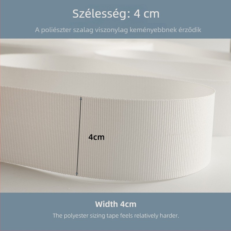 4 cm-es poliészter mercerizált fehér, sík szövésű textilcsík függönyökhöz, ruhásszekrényhez és autóablakhoz