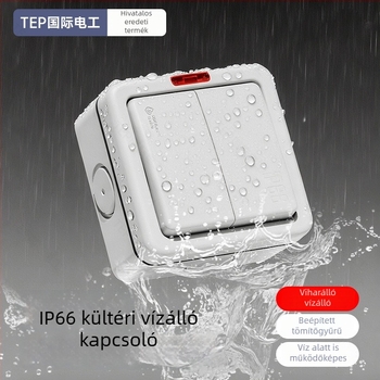 IP66 kültéri vízálló önzáró falkapcsoló, 86×88 mm, 220–250V, 10A