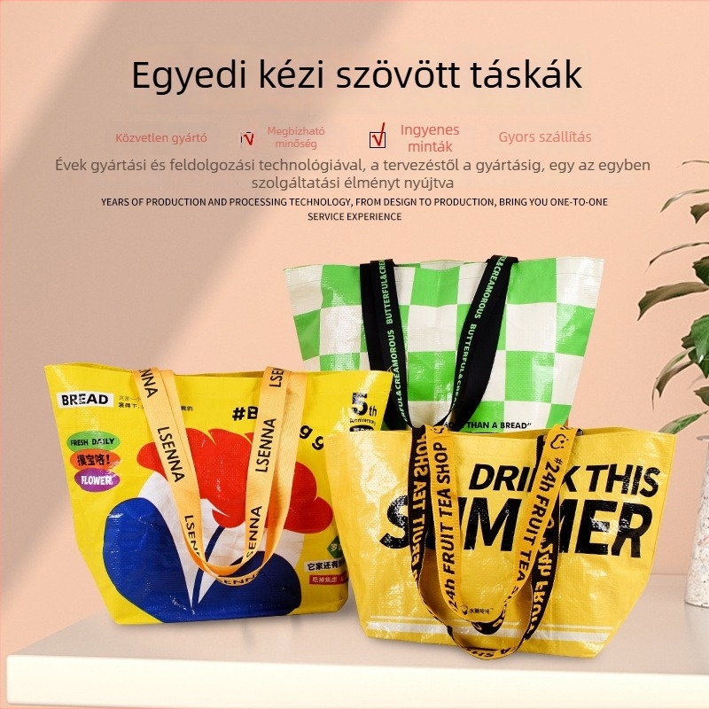 Személyre szabott nagy szövött bevásárlótáska, figyelemfelkeltő vállalati kiállításokra és reklámokra, PP szövött kézitáska kígyóbőr mintával