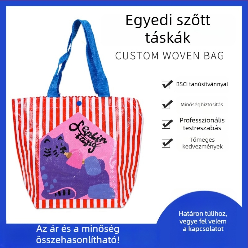 Személyre szabott laminált PP szövött bevásárló- és tárolótáska színes nyomással