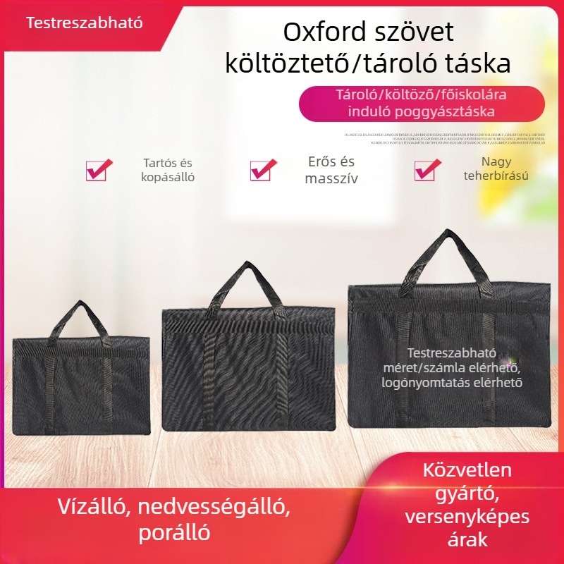 Oxford anyagú tároló táska költöztetéshez, nagy kapacitás, masszív és tartós
