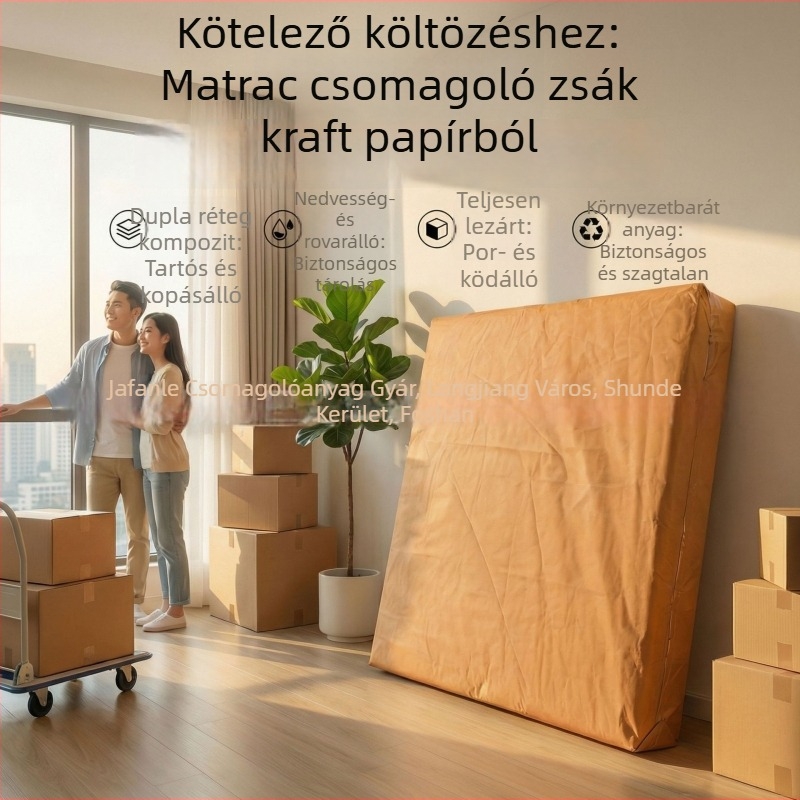 Ágy-matrac csomagoló tasak költöztetéshez, kraft papírból és szövött anyagból, nedvességálló, egyszer használatos, szállításra és tárolásra