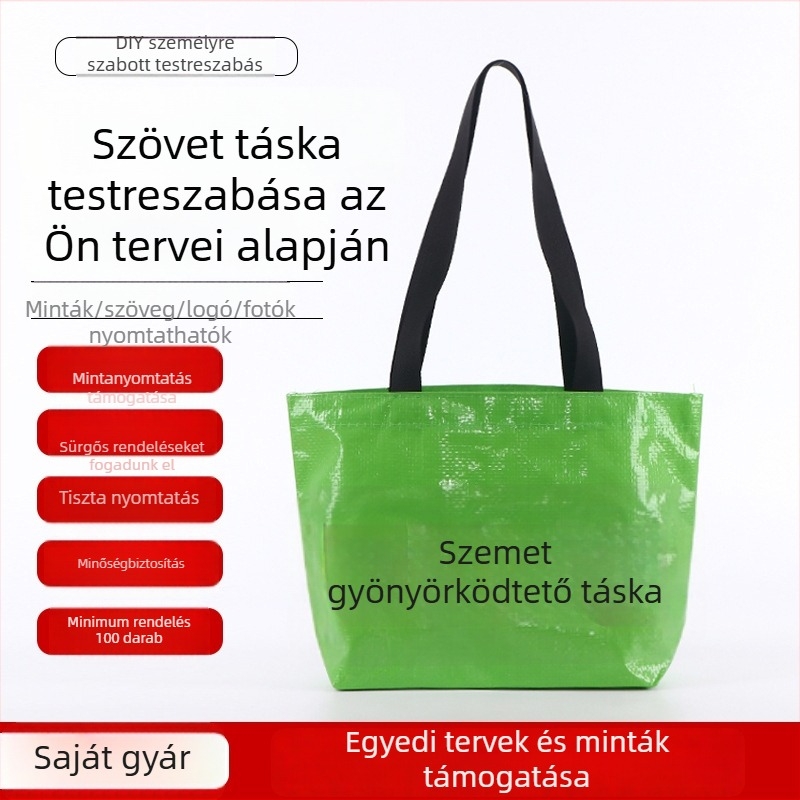 Egyéni színes nyomtatású, vízálló PP szövött kézitáska logóval