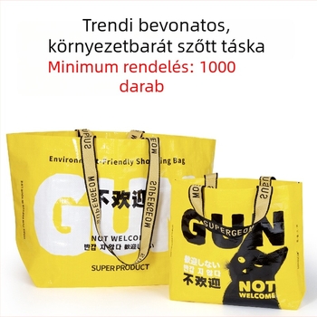 PP szövött kézi bevásárlótáska, környezetbarát, nagy kapacitású, kígyó mintázat, vízálló szövött táska logóval