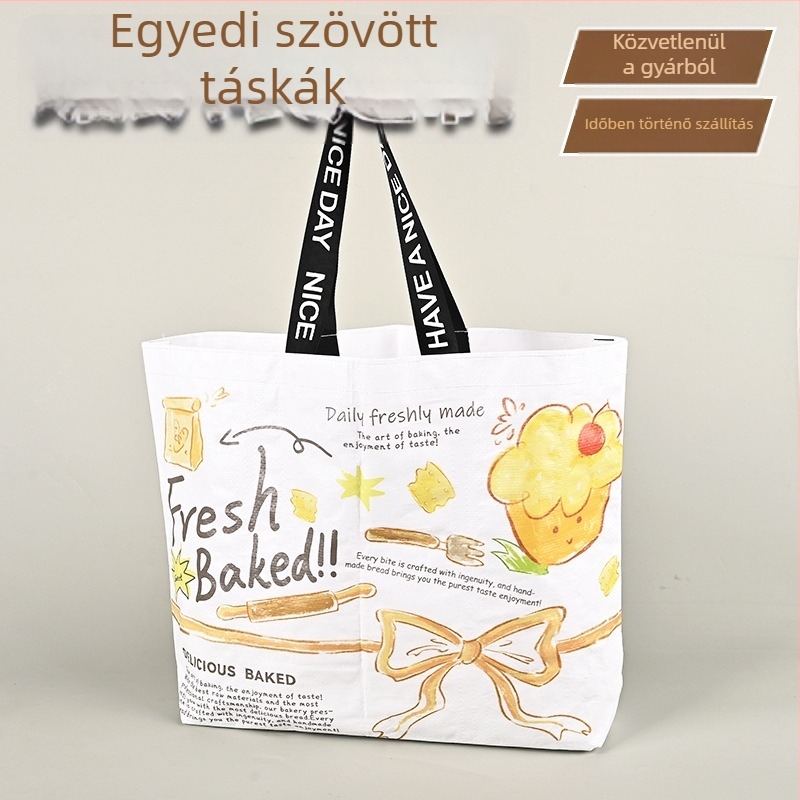 Személyre szabott kézzel szőtt fonott bevásárlótáska laminált felülettel