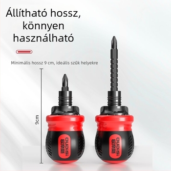 Oudisi kettős funkciójú teleszkópos csavarhúzó Phillips és lapos fej bitekkel, kétoldalas, ergonómikus fogó