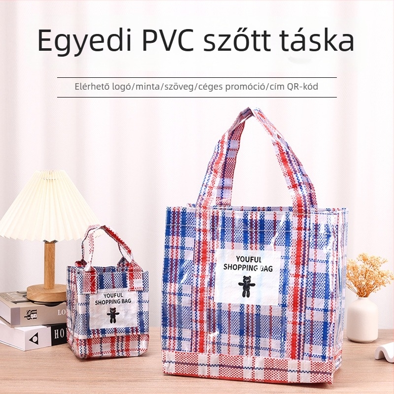 Vízálló kézzel szőtt táska kígyóbőr mintával, PP szövött anyagból, ruházat, bevásárlás és tárolás céljára