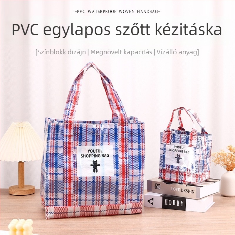 Vízálló kézzel szőtt táska kígyóbőr mintával, PP szövött anyagból, ruházat, bevásárlás és tárolás céljára