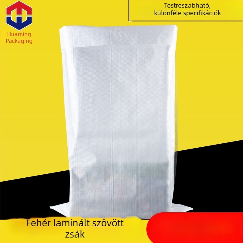 65 x 100 cm PP filmlaminált szövött zacskó, fehér, vastag műanyag kígyóbőr mintázatú zacskó