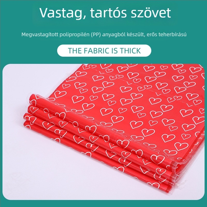 Színes nyomtatású csomagoló táska, PP szövött táska piros szív mintával, kígyó bőr textúrájú, vízálló költözéshez