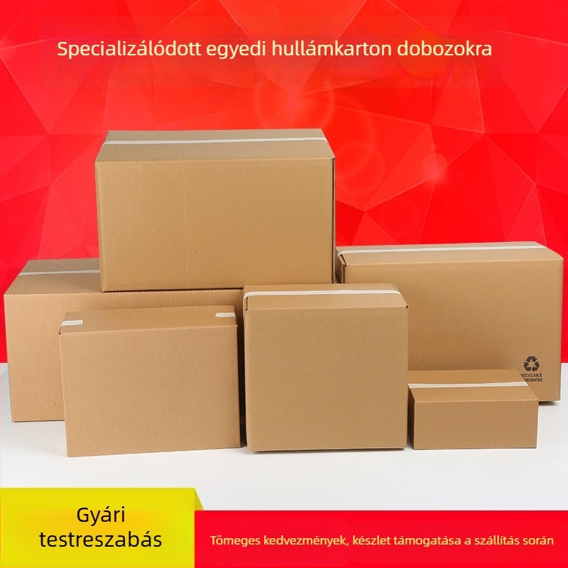 Sárga hullámkarton költöztető dobozok logónyomással, sík dobozok csomagoláshoz, nagykereskedelmi készlet