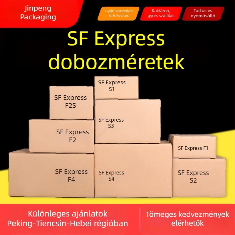 Expressz karton doboz, három- és öt rétegű, kemény, sík, négyzet alakú összecsukható doboz, méret 30×20×10 cm