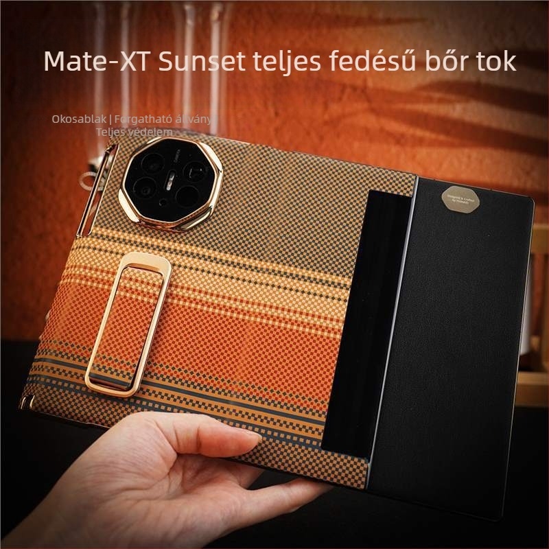 Huawei Mate X/Xs háromszor hajtható tok forgó csuklópánttal – Irizáló naplemente