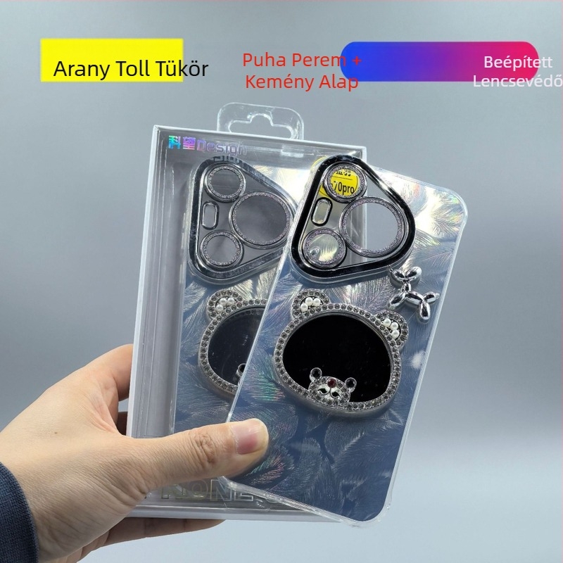 Mirror Jinyu Szilikon hátlapi védőburkolat Huawei Pura70 Pro és Apple Pura70 számára – relifes felülettel, ütésálló, kopásálló, prémium érzet
