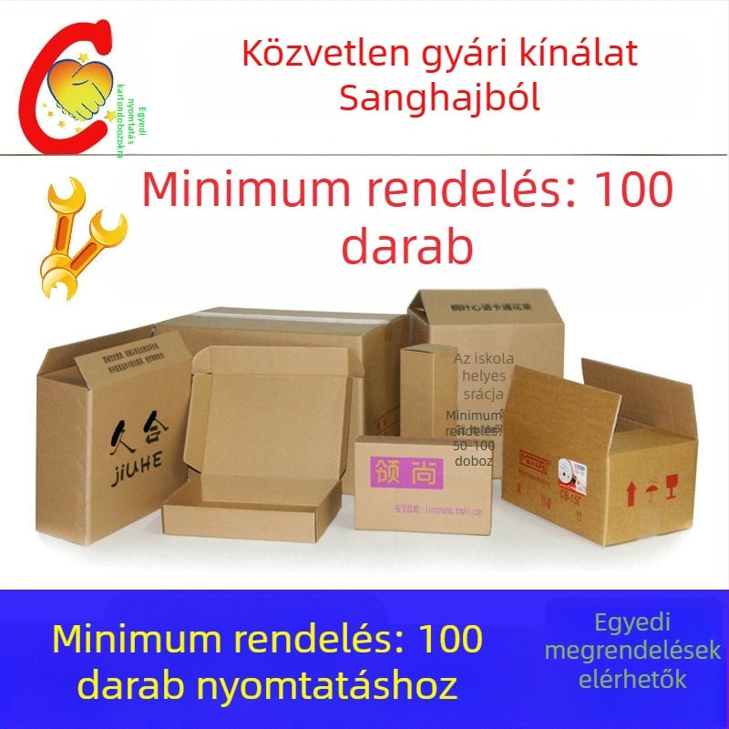 Személyre szabott hullámpapír kartondobozok gyorsposta csomagoláshoz, kis tételben gyártva, megerősített vastagság, Kraft szín, igény szerinti gyártás
